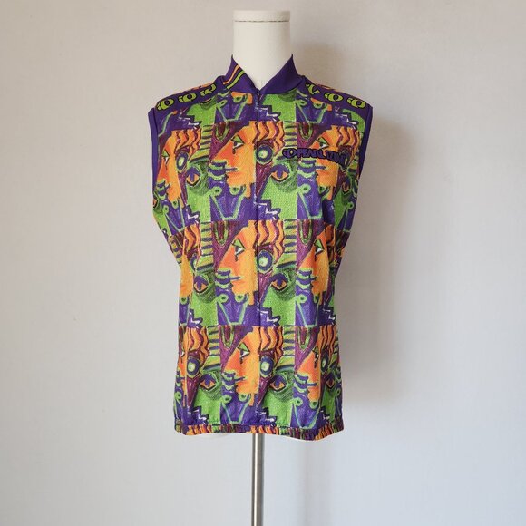 Vintage Pearl Izumi Made in USA Face Printed Cycling Top Sleeveless Zip-Up - Picture 2 of 11